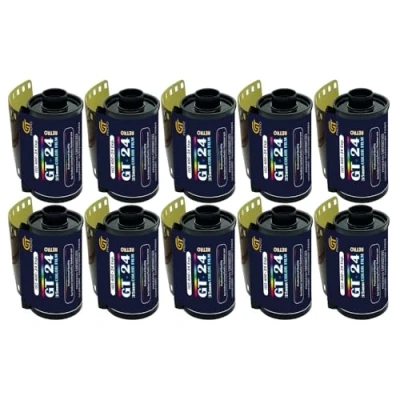 Afbeelding van GT Photo Pellicule Couleur GT24FILM 35mm Lot de 10 Films 24 Poses Idéal pour Photographie, Développement et Impression Qualité
