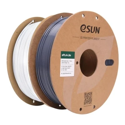 Afbeelding van eSUN PLA filament 1,75 mm, voor 3D printers, PLA, nauwkeurigheid +/ 0,03 1 kg per spoel, 2 spoelen grijs en koudwit