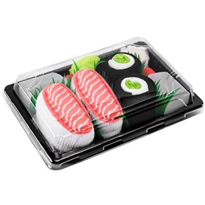 Afbeelding van Rainbow Socks Dames en heren sushi sokken zalm komkommer Maki 2 paar