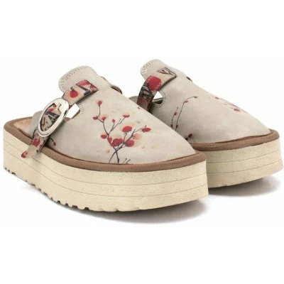 Afbeelding van Goby Blossom Breeze Dames Clogs Handgemaakt Bloemenprint Plateauzool Maat 36