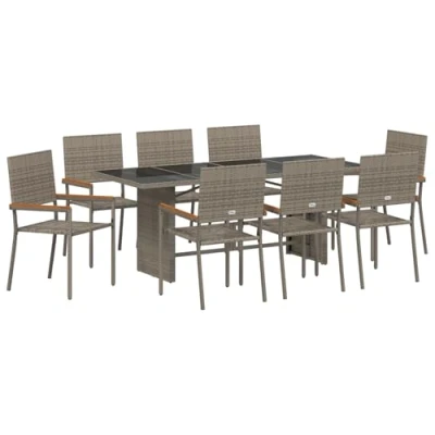 Afbeelding van vidaXL 9 delige tuin eetset in grijs poly rattan