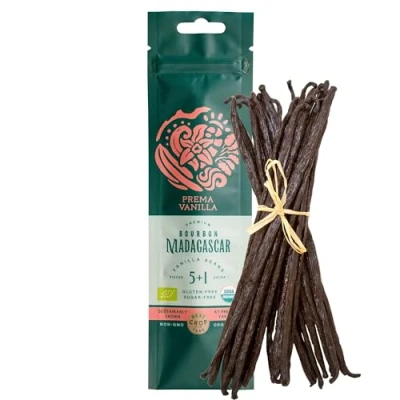 Image de PREMA VANILLA Gousse de Vanille Bourbon Premium Madagascar Naturelle et Bio 14 18cm 5 Gousses plus 1 Offerte