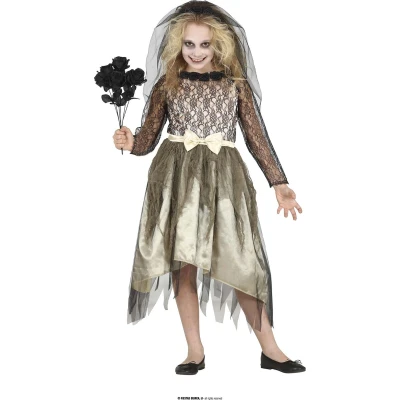 Afbeelding van Guirca Feesten &amp; Gelegenheden Kostuum Wachtend Op De Ware Spookbruid Meisje Grijs 7 9 jaar Halloween Verkleedkleding