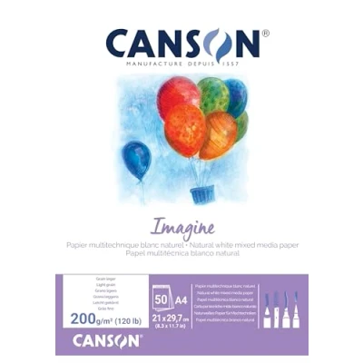 Image de Canson imagine grain atténué 200 g m², bloc collé petit côté, a4 21 x 29,7cm 200006008