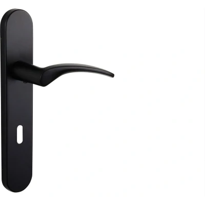 Afbeelding van Lavuzo deurkruk Lodini Zwart met afgerond schild SL72 Per set Luxe deurbeslag Deurklink