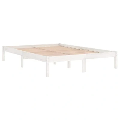 Afbeelding van vidaXL Bedframe, wit, massief hout, 180 x 200 cm, Super King