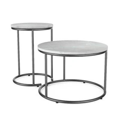 Afbeelding van Vicco Salontafel set Ottawa, Wit marmer, 55 x 34.5 cm 2 delen