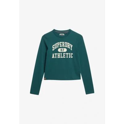 Afbeelding van Superdry Athletic Essentials Ringer SLIM Longsleeve, Dames, Maat: 38, Dark pine green