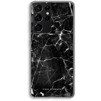 Afbeelding van Case Company® hoesje geschikt voor Samsung Galaxy S21 Ultra Zwart Marmer Soft Cover Telefoonhoesje Bescherming aan alle Kanten en Schermrand