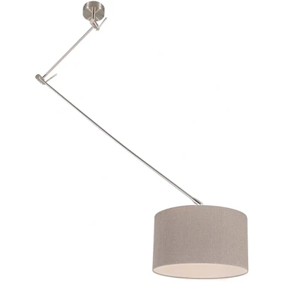 Afbeelding van QAZQA Hanglamp staal met kap 35 cm oud grijs verstelbaar Blitz