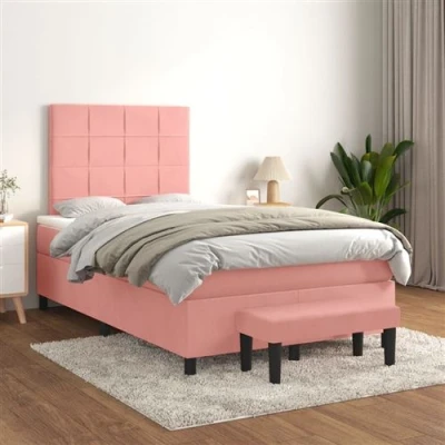 Afbeelding van vidaXL Boxspring met matras fluweel roze 120x200 cm