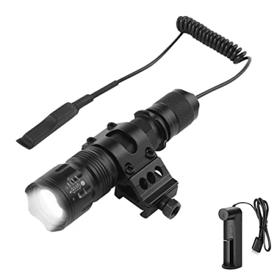 Afbeelding van WESLITE Oplaadbare tactische zaklamp, 1200 lumen, krachtige led zaklamp voor jacht met zoomdrukschakelaar en 5 modi (batterij oplader inbegrepen)