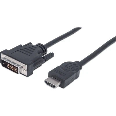Afbeelding van Manhattan 372503 CG HDMI kabel / DVI Adapterkabel A stekker, D 24+1 polige stekker 1.80 m Zwart Schroefba