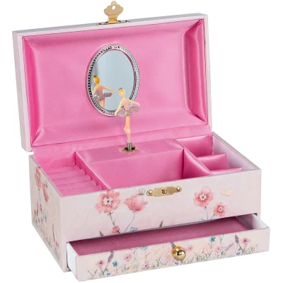 Afbeelding van Goki Muziekdoos Ballerina Bloemen Roze