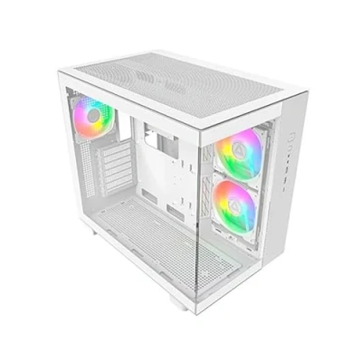 Afbeelding van MONTECH King 65 PRO ATX Gaming pc behuizing met dubbele kamer en mesh panelen hoge luchtstroom, compatibel RTX 40 Series 3 vooraf geïnstalleerde ARGB ventilatoren, toegang zonder gereedschap,