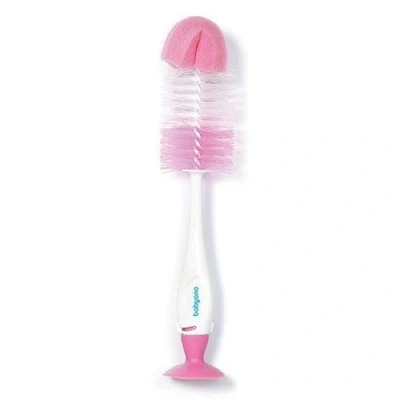 Afbeelding van Baby Ono Wit/Roze Flessenborstel met Spons &amp; Zuignap 728/03