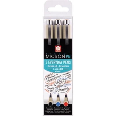 Afbeelding van Fineliner Sakura pigma micron 0.4mm blister à 3 stuks assorti