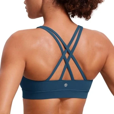 Afbeelding van CRZ YOGA Sportbeha voor dames, yoga, fitness, afneembaar, zonder beugel, NAVY FRANS