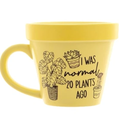 Afbeelding van Boxer Gifts Mok in de vorm van een bloempot met opschrift &quot;20 Plants Ago&quot; ideaal cadeau voor haar