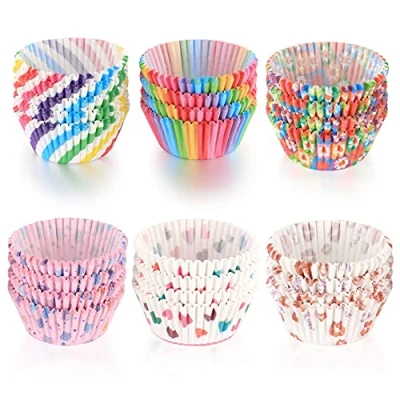 Afbeelding van 600 stuks muffinvormen van papier, muffins, cupcakes, regenboog, bakpapier, dessert, feest, verjaardag, bruiloft