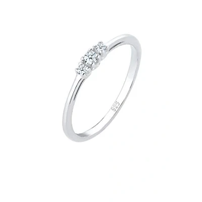 Afbeelding van Elli PREMIUM Dames Ring Verlovingsring Diamant (0.06 ct.) Delicaat in 925 Sterling Zilver