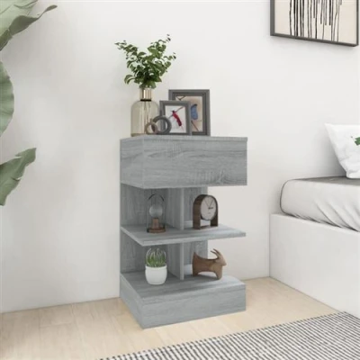 Afbeelding van vidaXL Nachtkastje 40x35x65 cm bewerkt hout grijs sonoma eikenkleurig