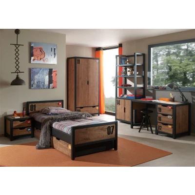 Afbeelding van LUCEVI Alex bed + Nachtkastje Rolbed Bureau 2 Deurs Kleerkast Boekenkast Bruin 90x200 cm