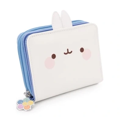 Afbeelding van MOLANG portemonnee met 2D oren, 12 x 9,5 cm, wit, voor meisjes, vak ritssluiting fans van meisjes en tieners, cadeau