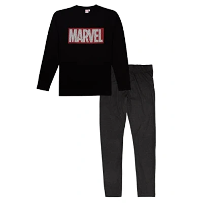 Afbeelding van Marvel Herenpyjamaset met lange mouwen en broek, zwart/grijs, Zwart/Grijs