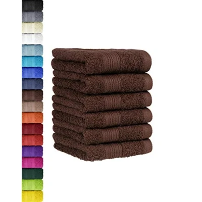 Afbeelding van Set van 6 gastendoekjes, 100% katoen, chocoladebruin, 30 x 50 cm