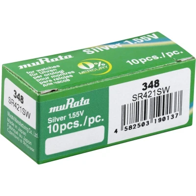 Afbeelding van Murata Knoopcel 348 1.55 V 10 stuk(s) 12.5 mAh Zilveroxide SR421SW PBWW