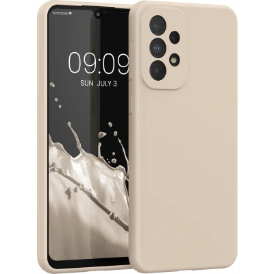 Afbeelding van kwmobile telefoonhoesje geschikt voor Samsung Galaxy A33 5G Hoesje met siliconen coating Smartphone case in crème