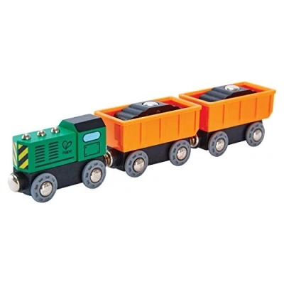 Afbeelding van Hape Diesel Goederentrein 5 delig Groen/oranje/zwart