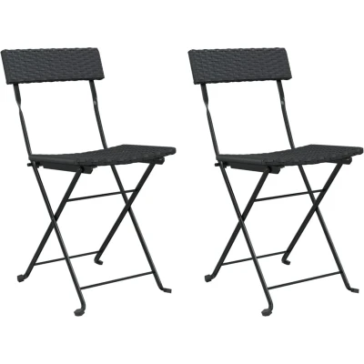 Afbeelding van Bistrostoelen inklapbaar 2 st poly rattan en staal zwart