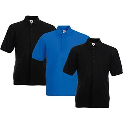 Afbeelding van FRUIT OF THE LOOM Heren Polo Shirt 65/35, 2, zwart1 royal, 3XL