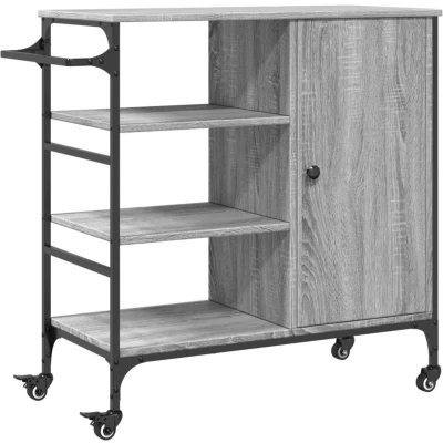 Afbeelding van Keukentrolley 87,5x38,5x84,5 cm bewerkt hout grijs sonoma eiken