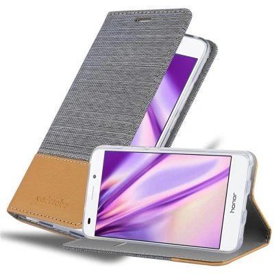 Afbeelding van Cadorabo Hoesje geschikt voor Honor 5C in LICHTGRIJS BRUIN Beschermhoes met magnetische sluiting, standfunctie en kaartvakje Book Case Cover Etui
