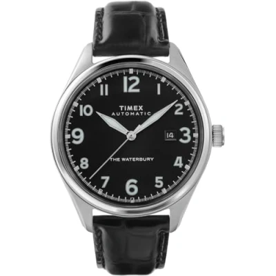 Afbeelding van Timex Waterbury Traditional Automatic TW2T69600 Horloge Leer Zwart Ø 42 mm