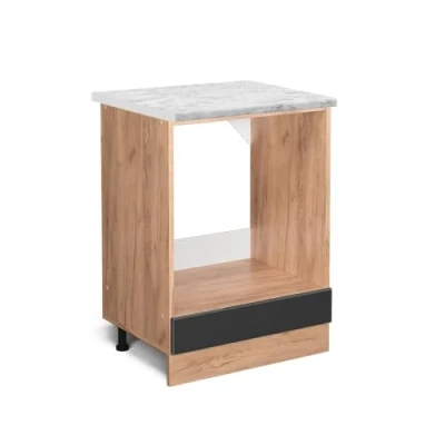 Afbeelding van Vicco Ovenombouwkast R Line, Antraciet Hoogglans/Wit, 60 cm WB Marmer