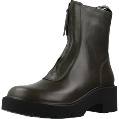 Afbeelding van Camper Milah Enkellaarsjes met plateauzool, Dames, Maat: 40, Dark green Leer