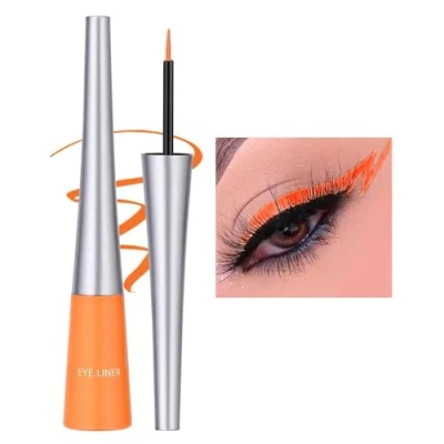Afbeelding van vloeibare eyeliner in 10 kleuren sneldrogende matte eyeliner, duurzame waterdichte gel gekleurde kleurloze sterk gepigmenteerde snoepkleurige oranje