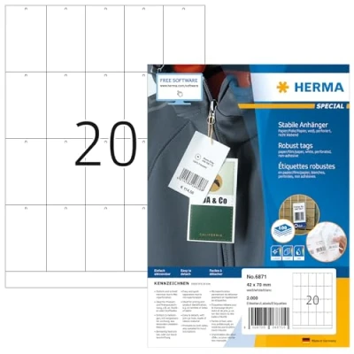 Afbeelding van HERMA Etiketten A4 42x70 mm wit 2000 St.