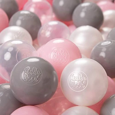 Afbeelding van KiddyMoon 200/6 cm ∅ plastic gekleurde ballen voor kinderzwembad gemaakt in de EU, parel/grijs/transparant/poederroze