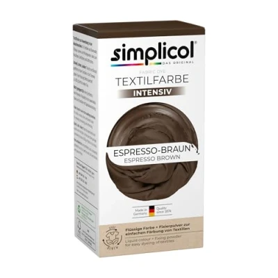 Afbeelding van simplicol Intensieve Expresso Brown: Express machine verf kit (vloeibare kleurstof &amp; fixeerzout), verpakking van 600g