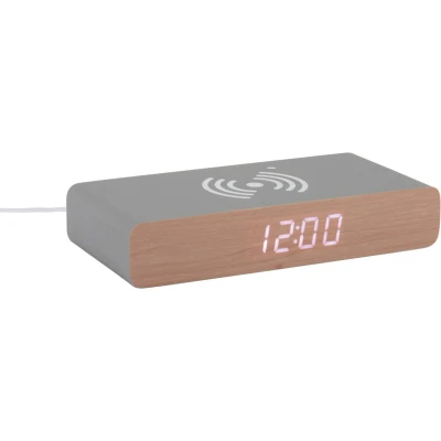Afbeelding van Karlsson Wekker Retro Flat LED Grijs Met Telefoonoplader