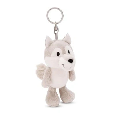Afbeelding van Winny Wolf Sleutelhanger, 10 cm, grijs, dierenhanger met metalen ring om op te hangen aan sleutels, touw, tas en meer