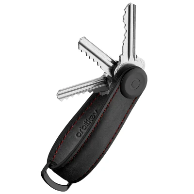 Afbeelding van Orbitkey Crazy Horse Leather Key Organiser obsidian black/red