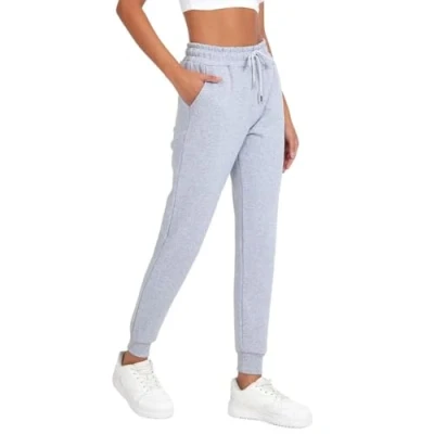 Image de COMEOR Pantalon de jogging pour femme sport long et chaud d&#039;entraînement survêtement avec coupe droite fitness, yoga, loisirs, gris, L
