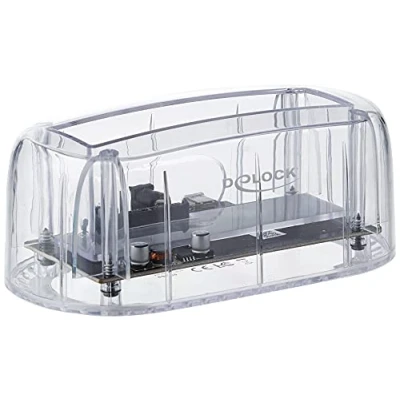Afbeelding van Delock Dubbel (Docking Port, 4 Havens), Docking station + USB hub, Wit