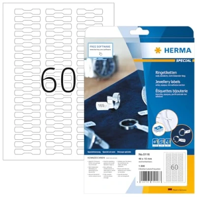 Afbeelding van HERMA 32 stuks prijskaartjes ondoorzichtig DIN A4 (49x10 mm, 800 vellen, mat) zelfklevend, bedrukbaar, zeer sterk, 48.000 etiketten wit